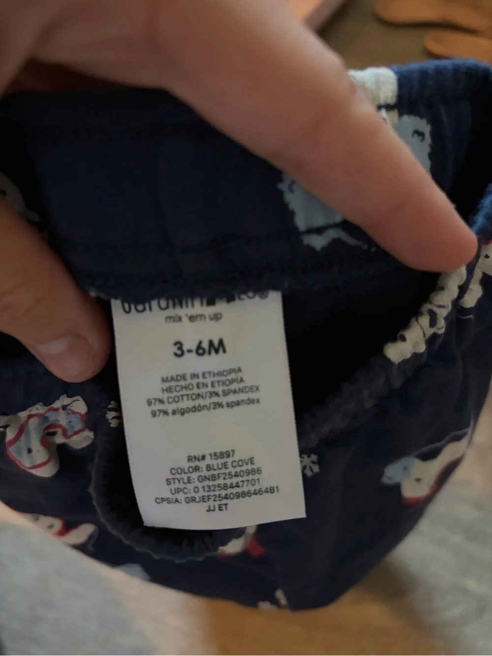 Navy Baby Bear Print Holiday Joggers